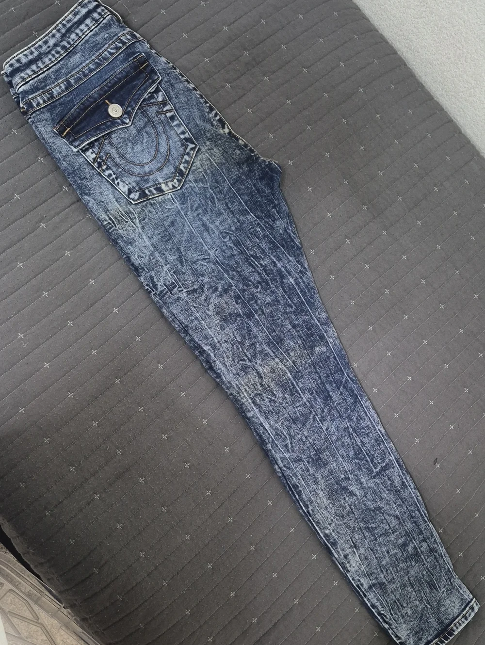 True Religion Acid Wash Blue Skinny Jeans